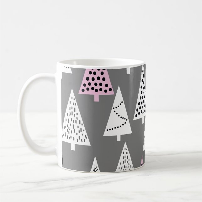 Caneca De Café Natal simples: Padrão de árvore Abstrato (Esquerda)