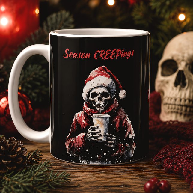 Caneca De Café Natal Sinistro Esqueleto de Natal (Criador carregado)