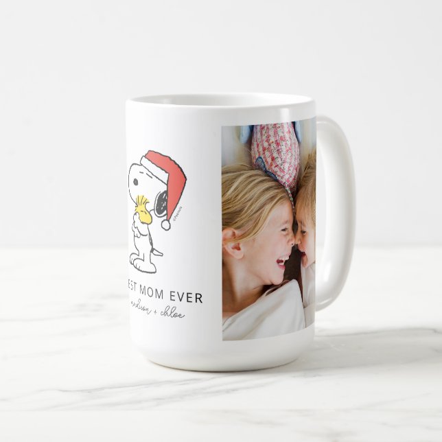 Caneca De Café Natal Snoopy & Woodstock | Melhor mãe - Foto (Frente Esquerda)
