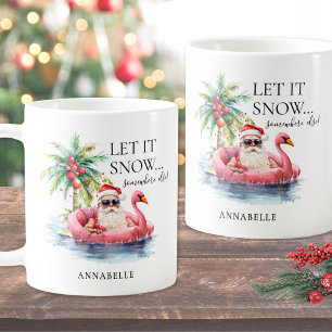 Caneca De Café Natal Tropical de Praia Engraçado do Papai Noel