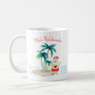 Caneca De Café Natal Tropical de Surf Santa Mele Kalikimaka