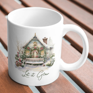 Caneca De Café Natal Verde da Cena de Inverno do Ano Novo Persona