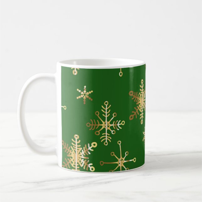 Caneca De Café Natal verde e Dourado (Esquerda)
