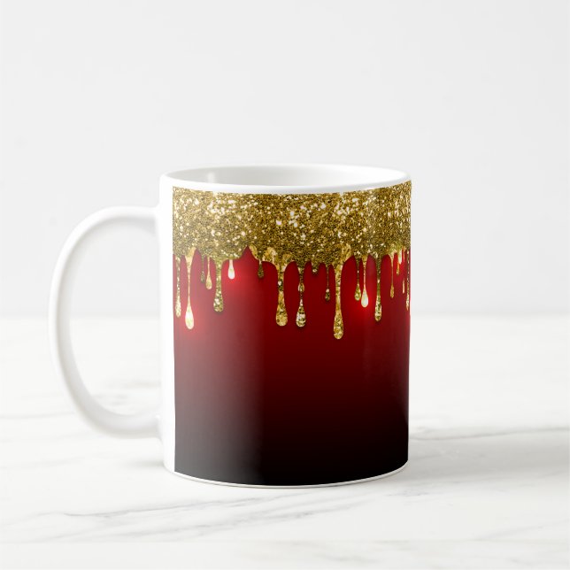 CANECA DE CAFÉ NATAL VERMELHO COM PADRÕES DE PILHA DE FERIADO DOU (Esquerda)