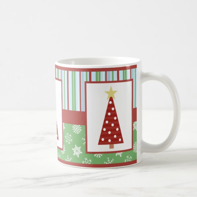 Caneca De Café Natal vermelho da árvore das bolinhas do feriado (Direita)