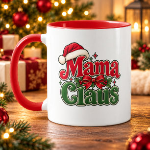 Caneca de Café Natal Vermelho Verde Retro Mamãe No