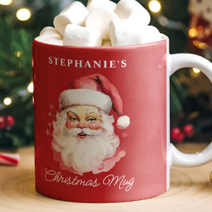 Caneca De Café Natal Vermelho Vintage Retro Papai Noel