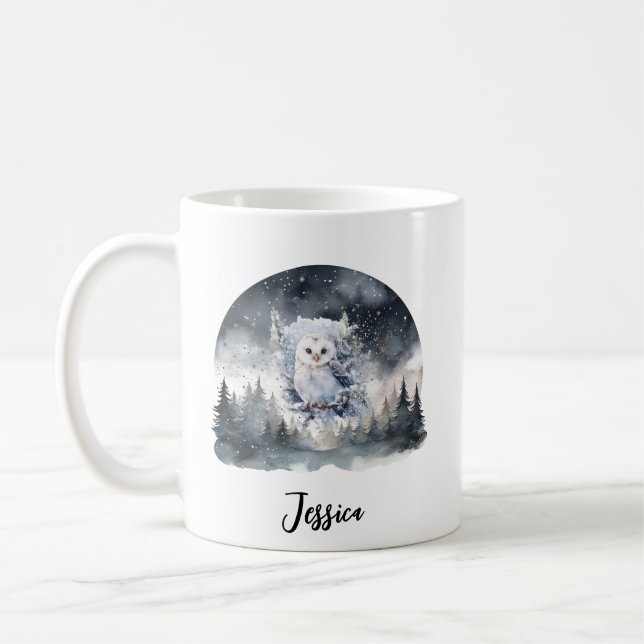 Caneca De Café Natal Winter Mountain Forest Adventure Art (Esquerda)