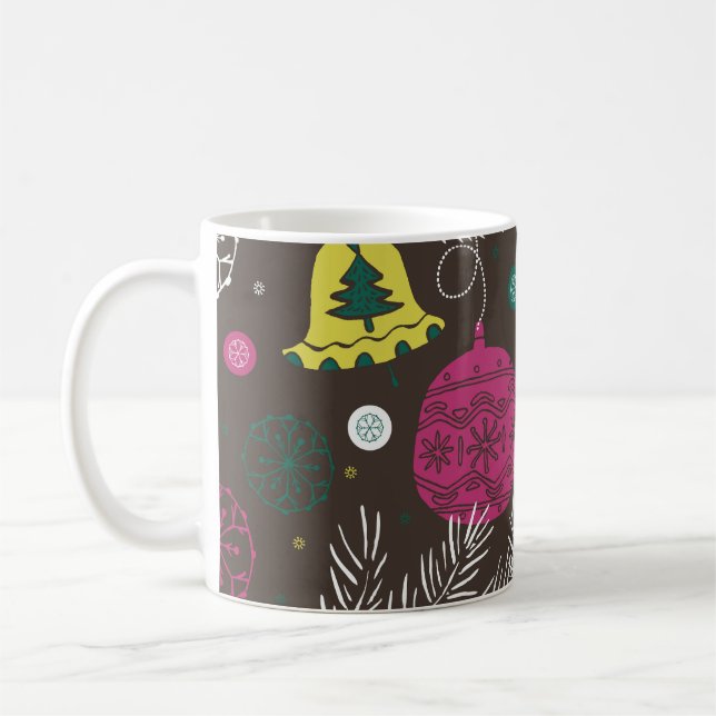 Caneca De Café Natal Winter: Padrão sazonal. (Esquerda)