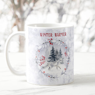 Caneca De Café Natal Winter Snow Artic Fox Name