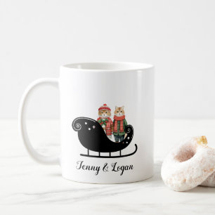 Caneca De Café Natal Winter Vintage Cats Red Green