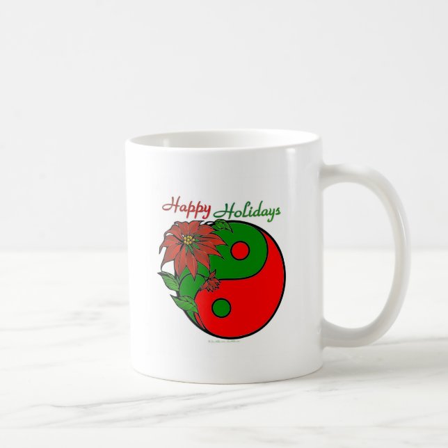 Caneca De Café Natal Yin Yang Poinsettia (Direita)