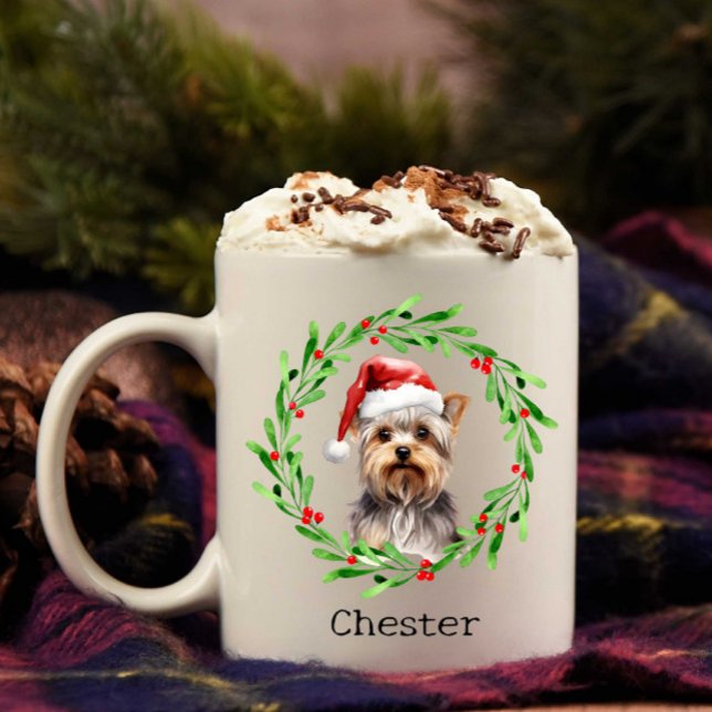 Caneca De Café Natal Yorkie Yorkshire Terrier Holidays (Criador carregado)