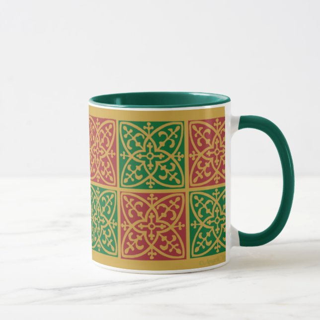 Caneca de café natalina com arte em azulejos verme (Direita)