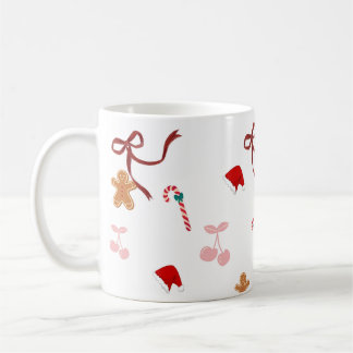 Caneca de café natalina com laço fofo e coquete