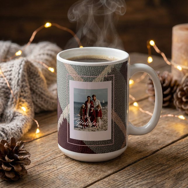 Caneca de café natalina rústica xadrez moderna com (Criador carregado)