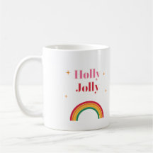 Caneca de Café Natalino Retro dos Anos 70 Arco-Íri