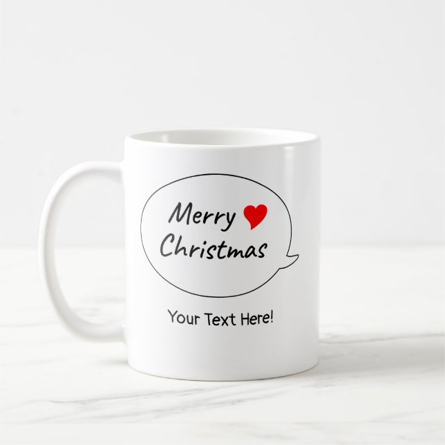 Caneca De Café Natelmente Feliz Natal Corações (Esquerda)