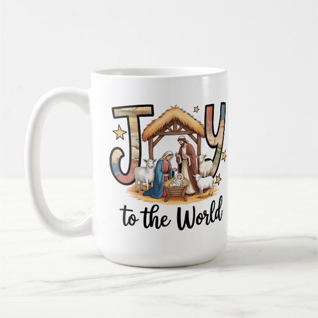 Caneca De Café Natividade Bebê Jesus Alegria ao Mundo Cristão (Esquerda)