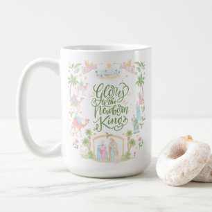 Caneca De Café Natividade Pastel   Glória ao Rei Recém-Nascido