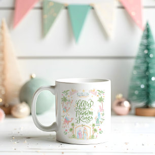 Caneca De Café Natividade Pastel   Glória ao Rei Recém-Nascido