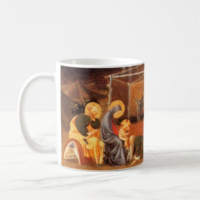 CANECA DE CAFÉ NATIVITY CHRISTMAS PARCHMENT , ADORAÇÃO DE MAGI (Esquerda)