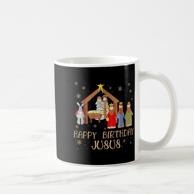 Caneca De Café Nativity Happy Birthday Jesus Christmas Nativity C (Direita)