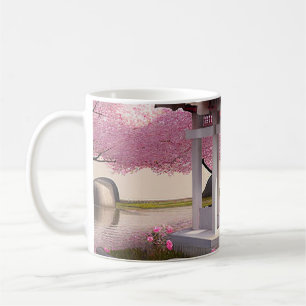 Caneca De Café Nature Beauura Cherry Blossom Garden View