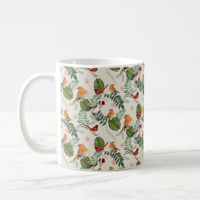 Caneca De Café Nature Bird Pattern - Ornithology Gift cute summer (Esquerda)