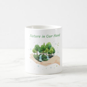 Caneca De Café Nature em Nossas Mãos Arte Ambiental em Aquarela