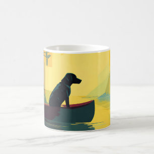 Caneca De Café Nature Minimalista Labrador Preto Canoa