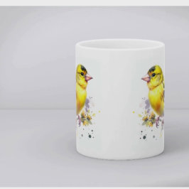 Caneca De Café Natureza Amarelo Ave Aquarela
