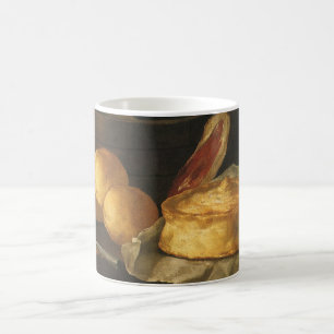 Caneca De Café Natureza-morta barroca vintage com pão, torta e pr
