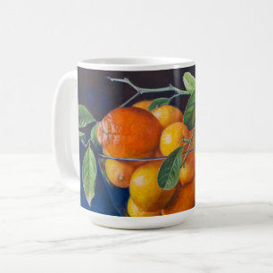 Caneca De Café Natureza Morta com Limões e Ramo de Laranja