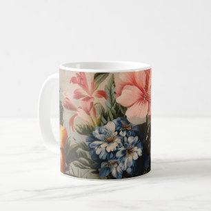 Caneca De Café Natureza-morta floral vintage com flores tropicais