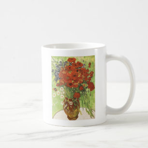 Caneca De Café Natureza-morta - Papoulas vermelhas e margaridas