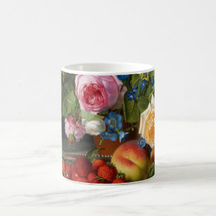 Caneca De Café Natureza Morta Rosas e Morangos por Otto Ottesen