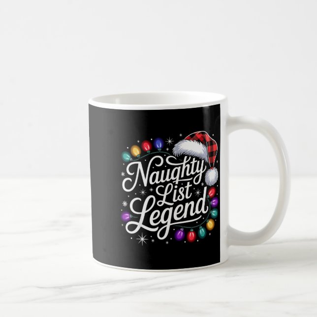 Caneca De Café Naughty List Legend Xmas Lights Buffalo Plaid Red  (Direita)