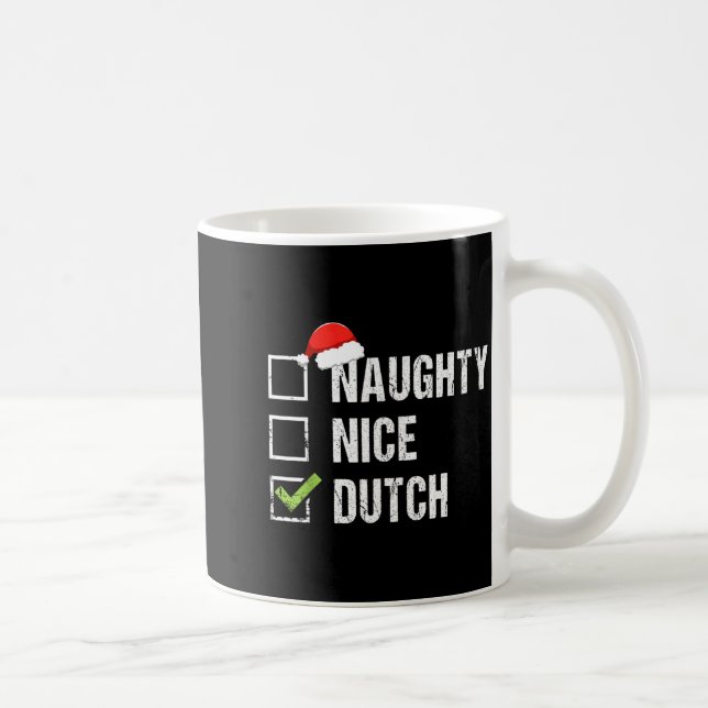 Caneca De Café Naughty Nice Dutch Shirt Netherlands Santa Christm (Direita)