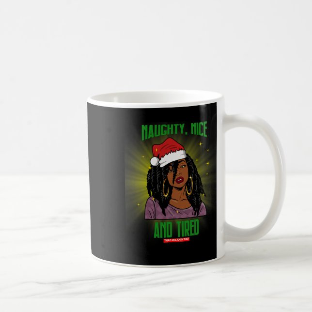 Caneca De Café Naughty Nice E Cansada Americana Africana Sra. Cla (Direita)