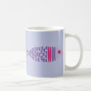 Caneca de Café Náutica Costeira Família de Peixes