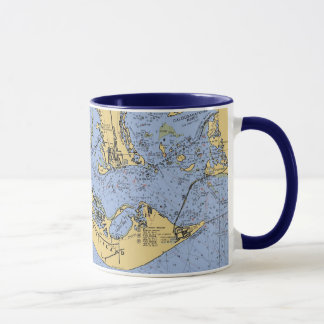 Caneca de café náutica da carta da ilha de