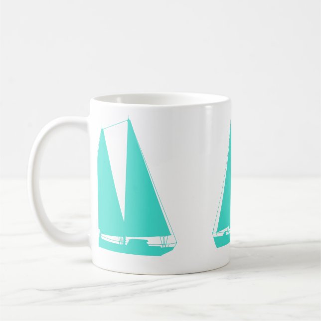 Caneca De Café Náutica Turquesa (Esquerda)