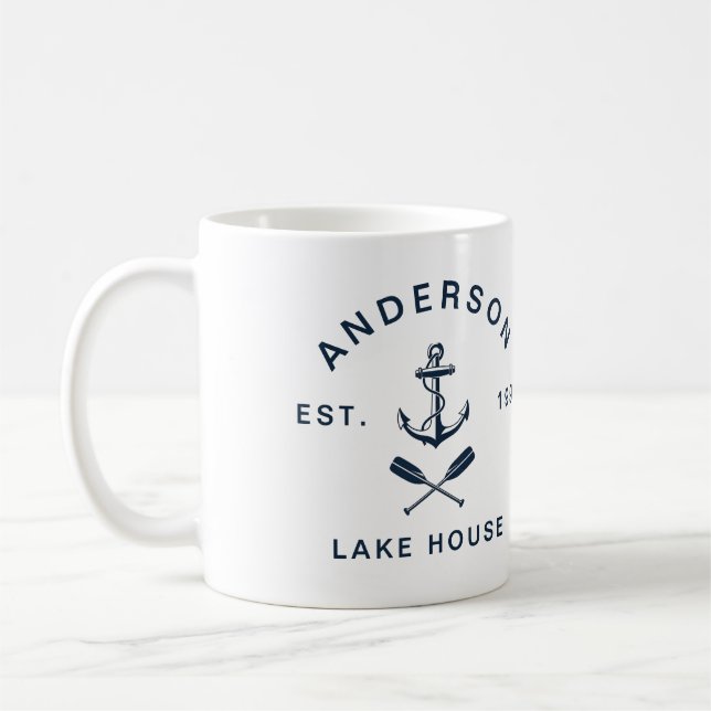 Caneca De Café Nautical Anchor Lake House: Summer Family Vacation (Esquerda)