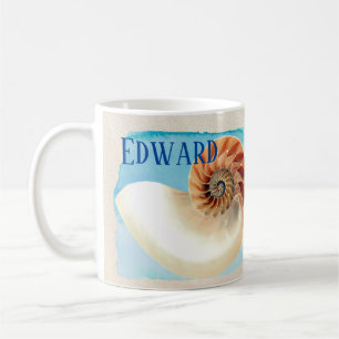 Caneca De Café Nautilus Seashell e Sand