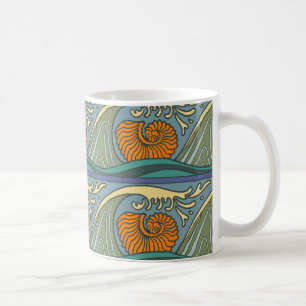Caneca De Café Nautilus Seashell Pattern Nouveau