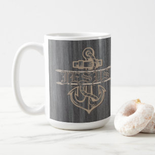 Caneca De Café Nave Anchor e Corda Proclamam Jesus