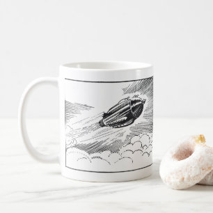 Caneca De Café Nave Espacial de Ficção Científica Vintage Foguete