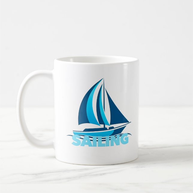 Caneca De Café Navegando belo veleiro navio escuna embarcação  (Esquerda)