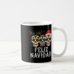 Caneca De Café Navidad Sugar Skulls Reindeers Papais noeis mexica